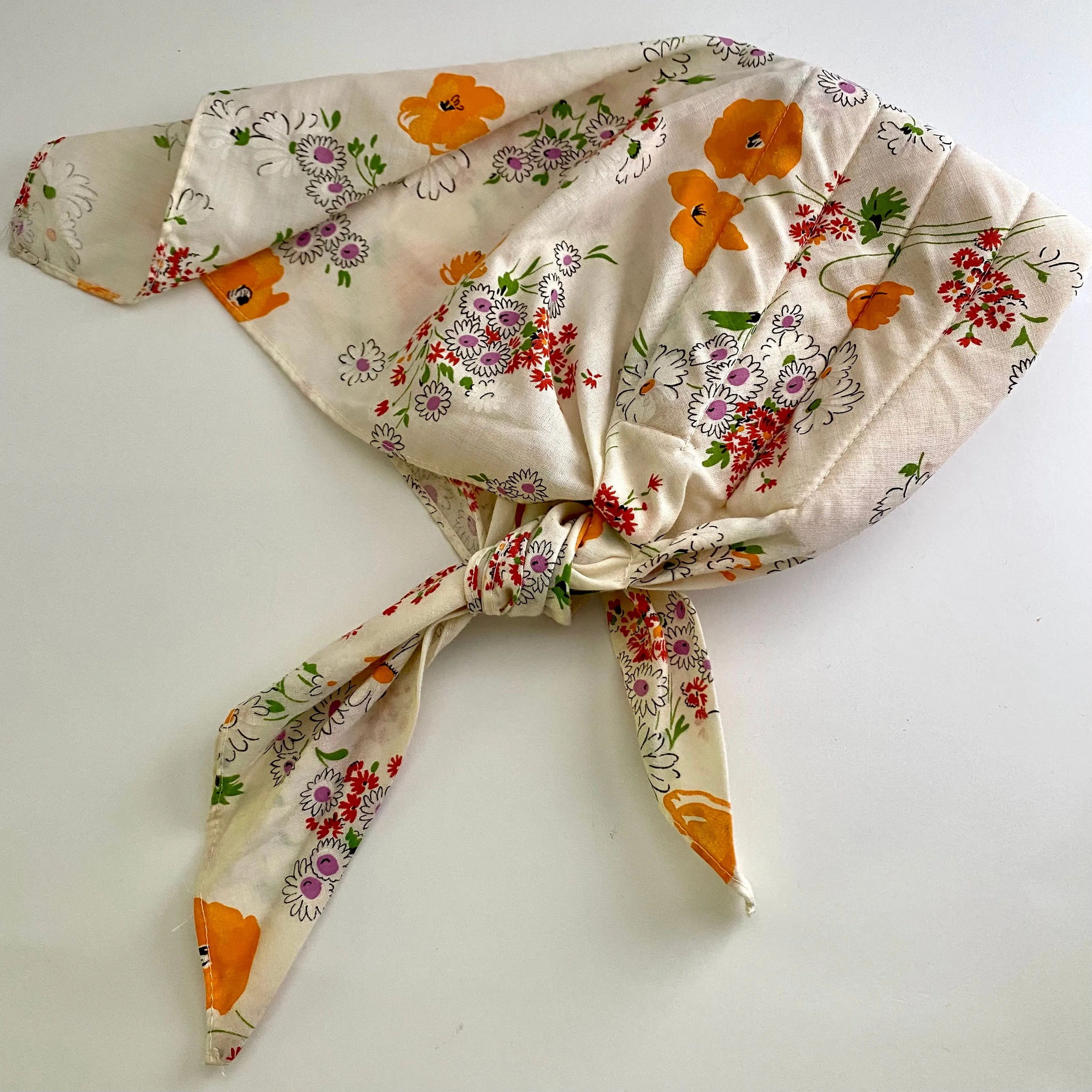 1970s Flowered Head Scarf
