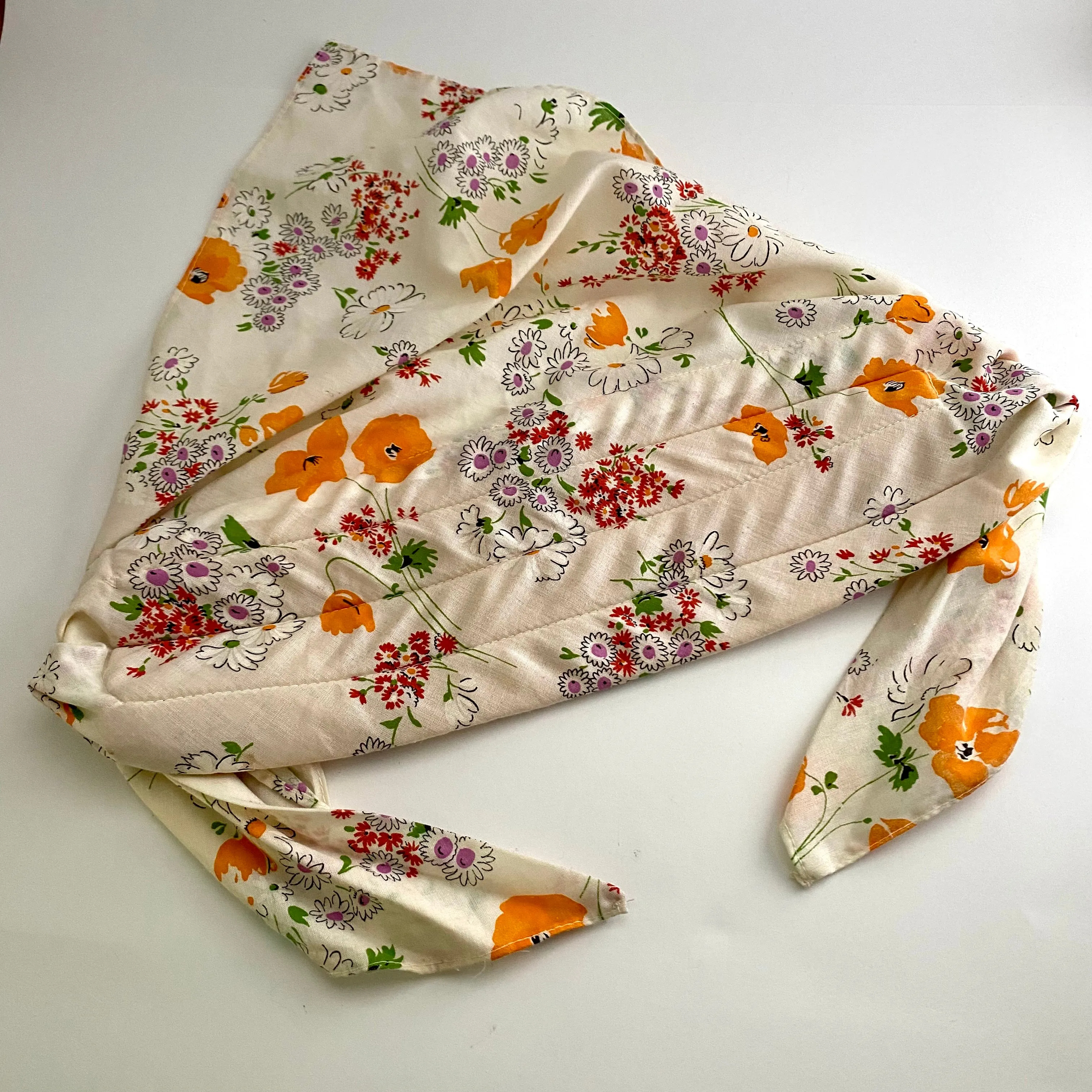 1970s Flowered Head Scarf
