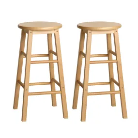 Artiss 2x Bar Stools Round Chairs Wooden Nature