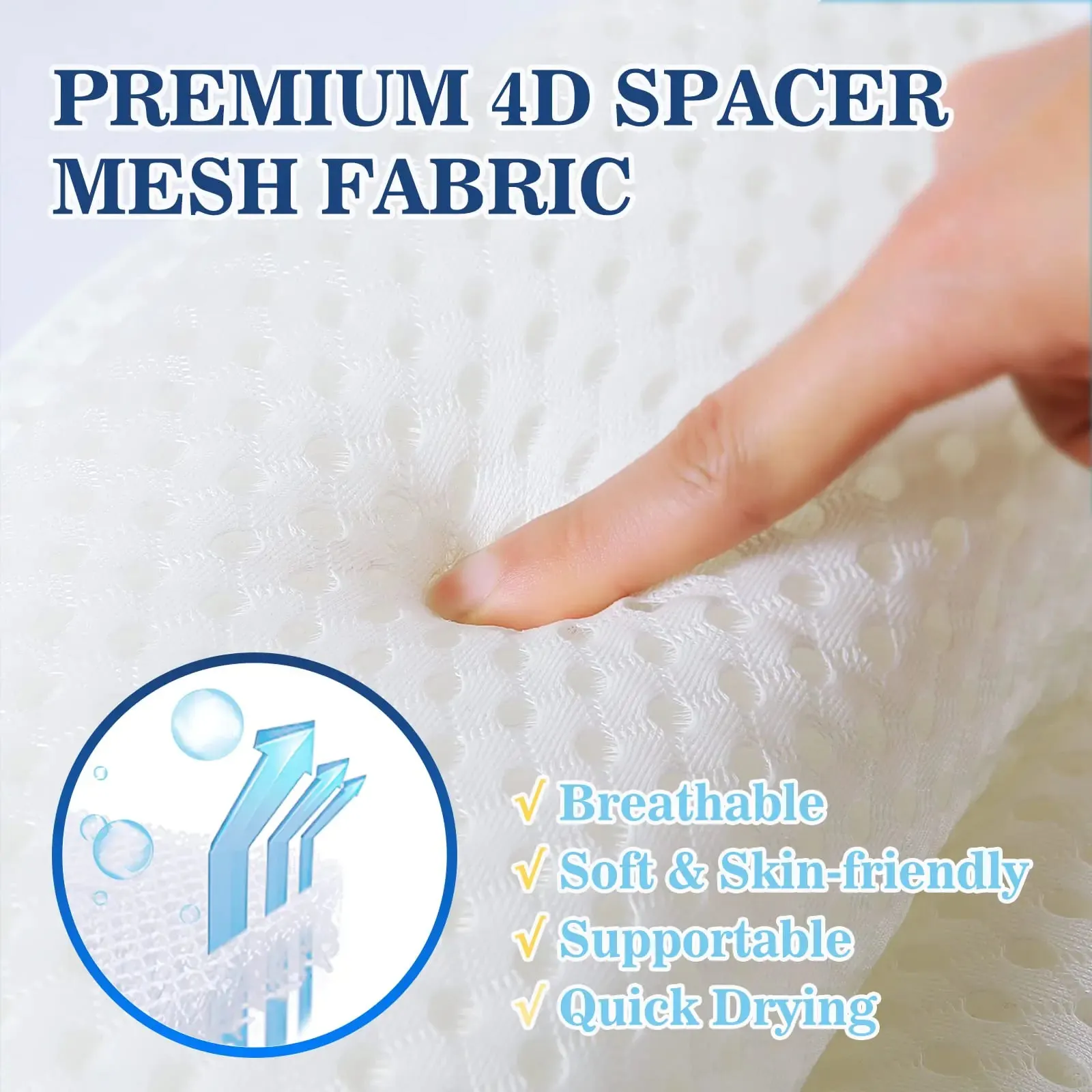 Bath Tub Pillow Headrest with Soft Mesh Fabric, Non-Slip Suction Cups