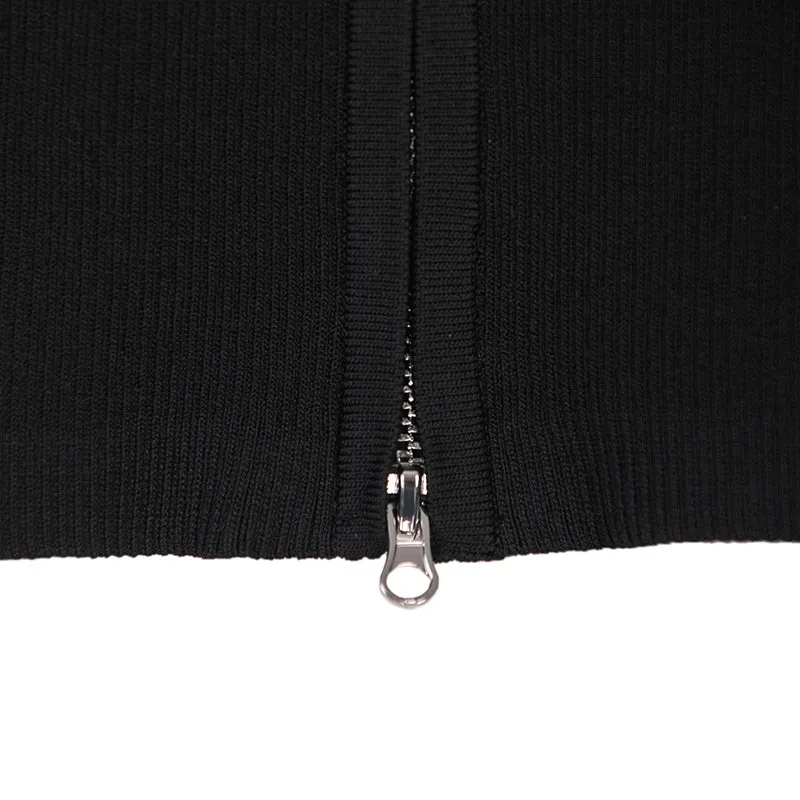 Black Naval Collar Knitted Slim T-shirt