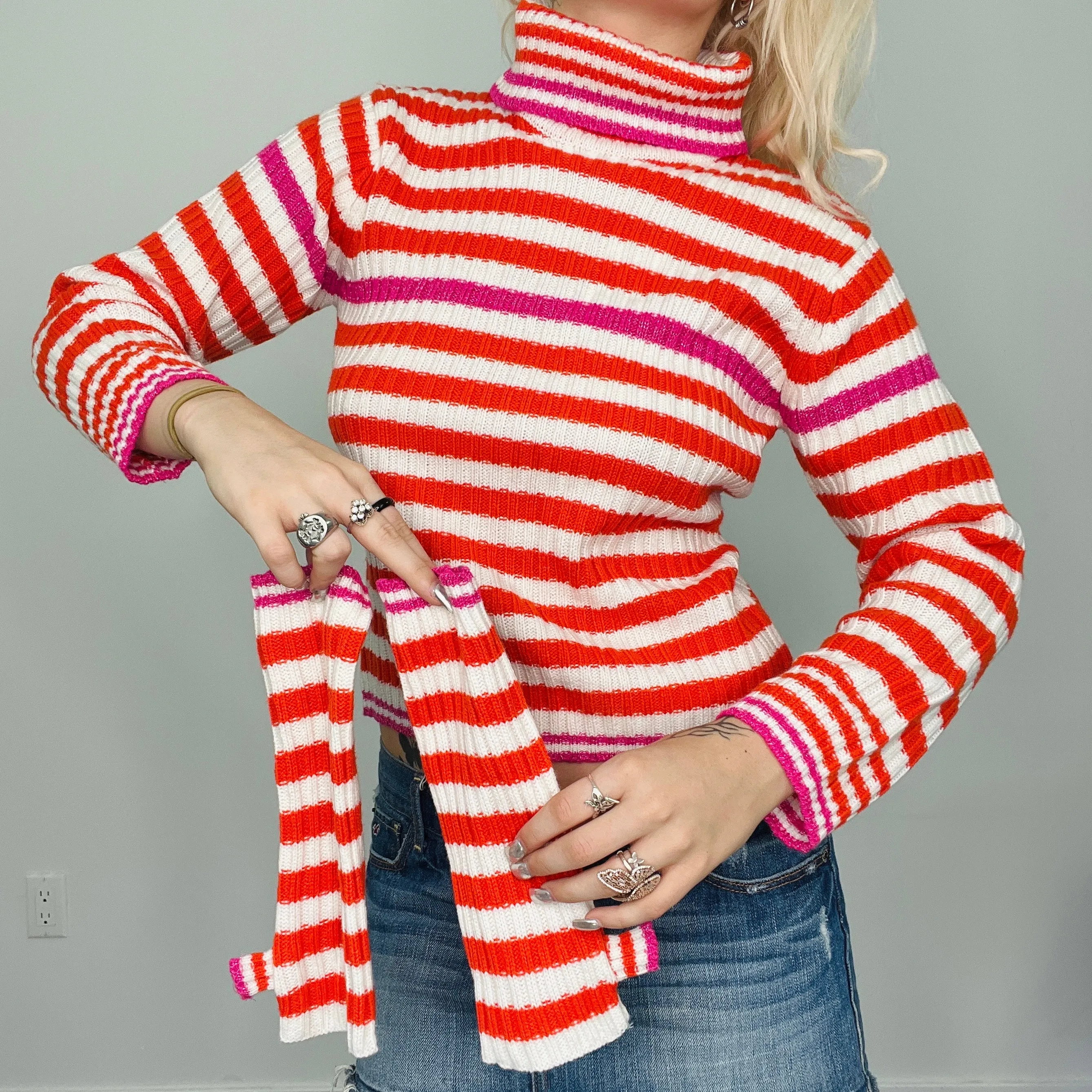 Deadstock Y2k Glitter Striped Sweater Set