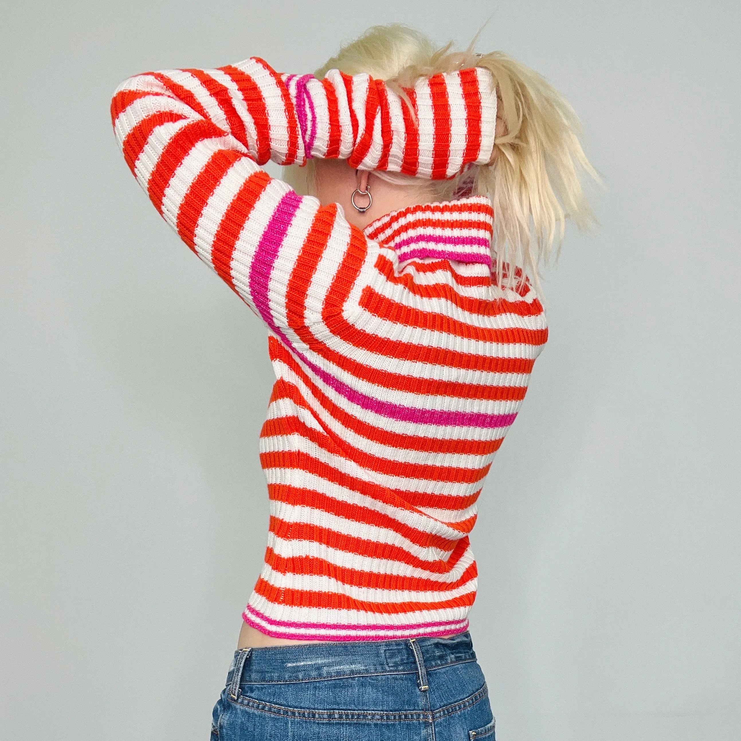 Deadstock Y2k Glitter Striped Sweater Set
