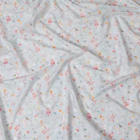 Delicate Botanical Cotton Voile Fabric - 110cm Wide, Springtime Print from India-D18531