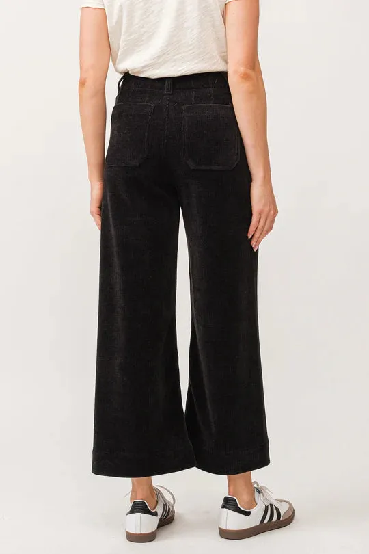 DJ Audrey Corduroy Wide Leg Pants- Black