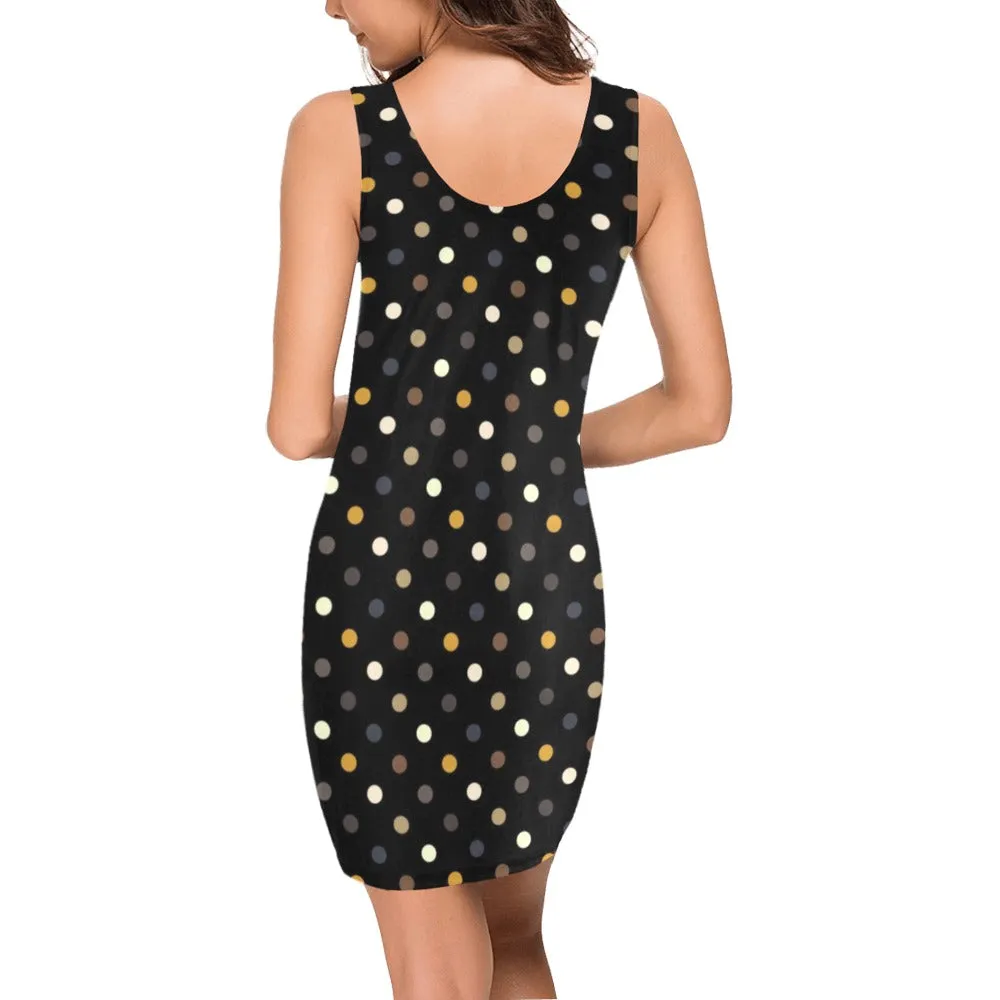 earthtone polka dot print 4A Medea Vest Dress (Model D06)
