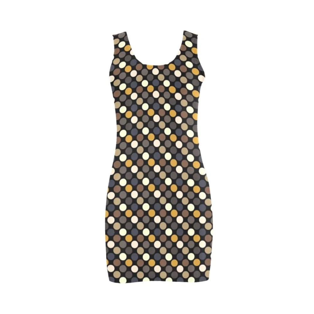 earthtone polka dot print 54 Medea Vest Dress (Model D06)