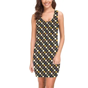 earthtone polka dot print 54 Medea Vest Dress (Model D06)