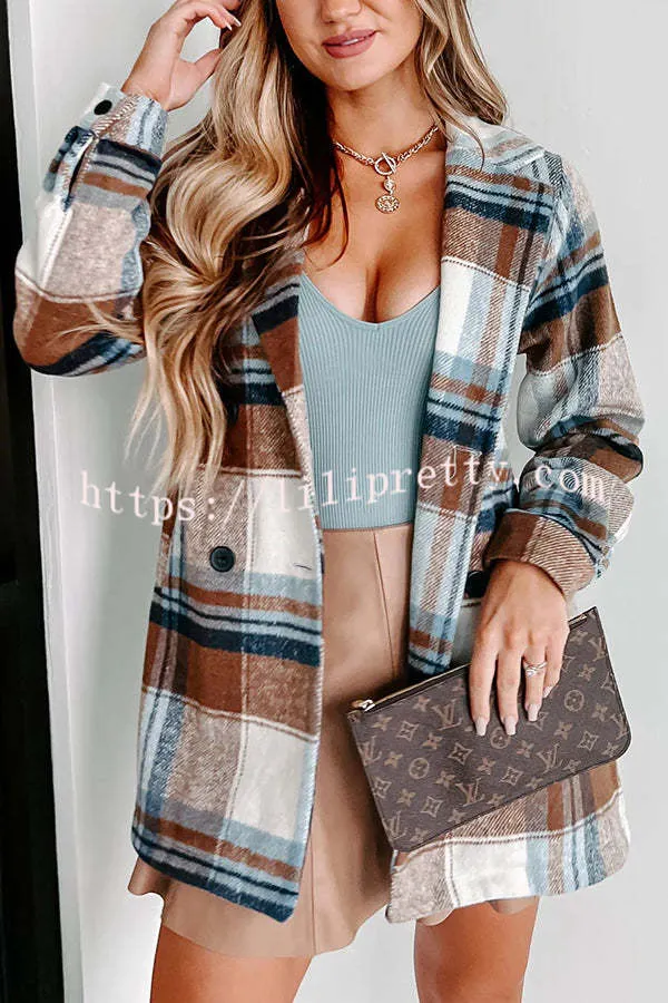 Fall Is Calling Plaid Pocketed Lapel Blazer Shacket