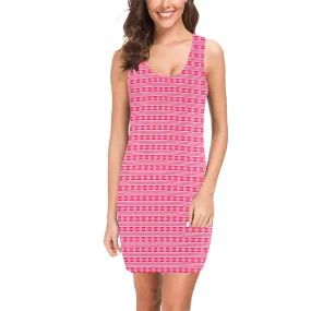 floral heart stripes print Medea Vest Dress (Model D06)