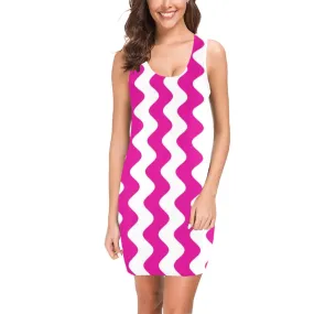 fuchsia wavy print Medea Vest Dress (Model D06)