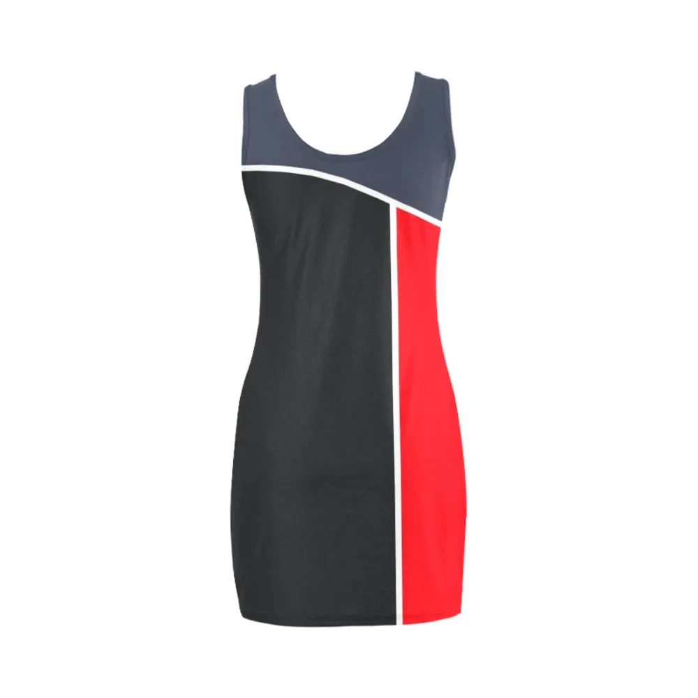 gray black red print 2A Medea Vest Dress (Model D06)