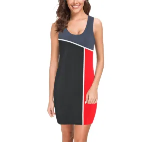 gray black red print 2A Medea Vest Dress (Model D06)