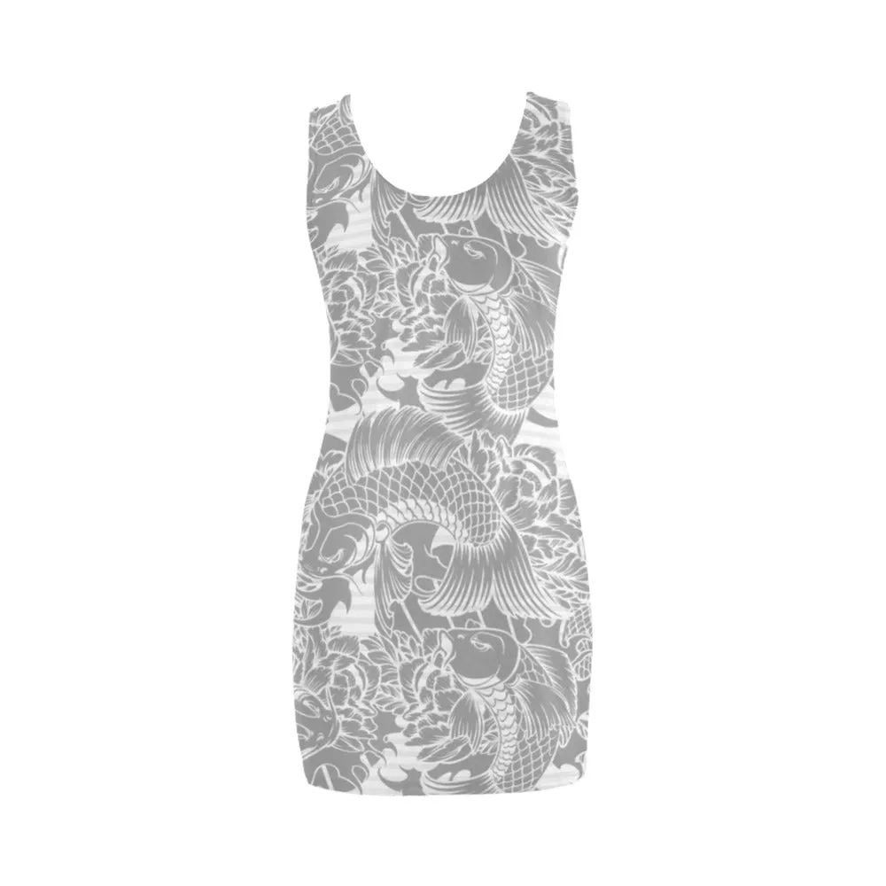 gray pisces print Medea Vest Dress (Model D06)
