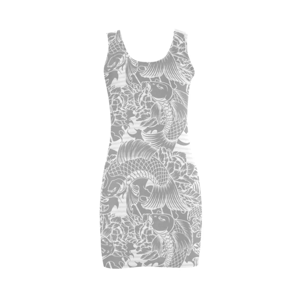 gray pisces print Medea Vest Dress (Model D06)