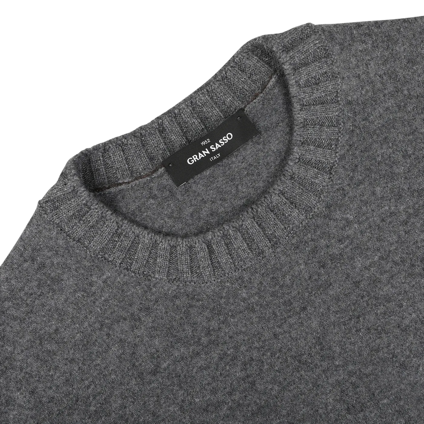 Grey Felted Cashmere Crewneck Sweater