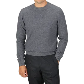 Grey Felted Cashmere Crewneck Sweater