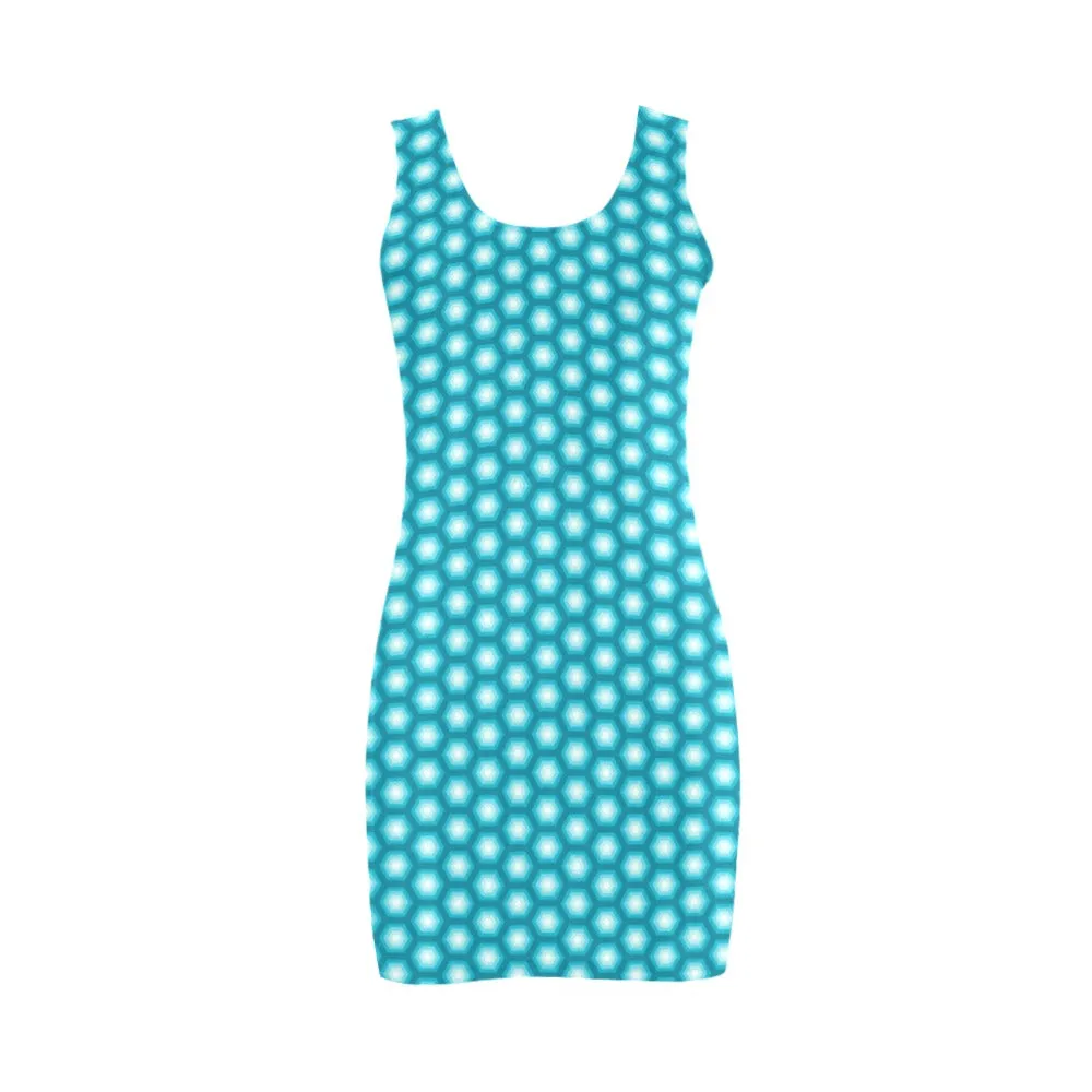 HEX PATTERN PRINT BLUE Medea Vest Dress (Model D06)