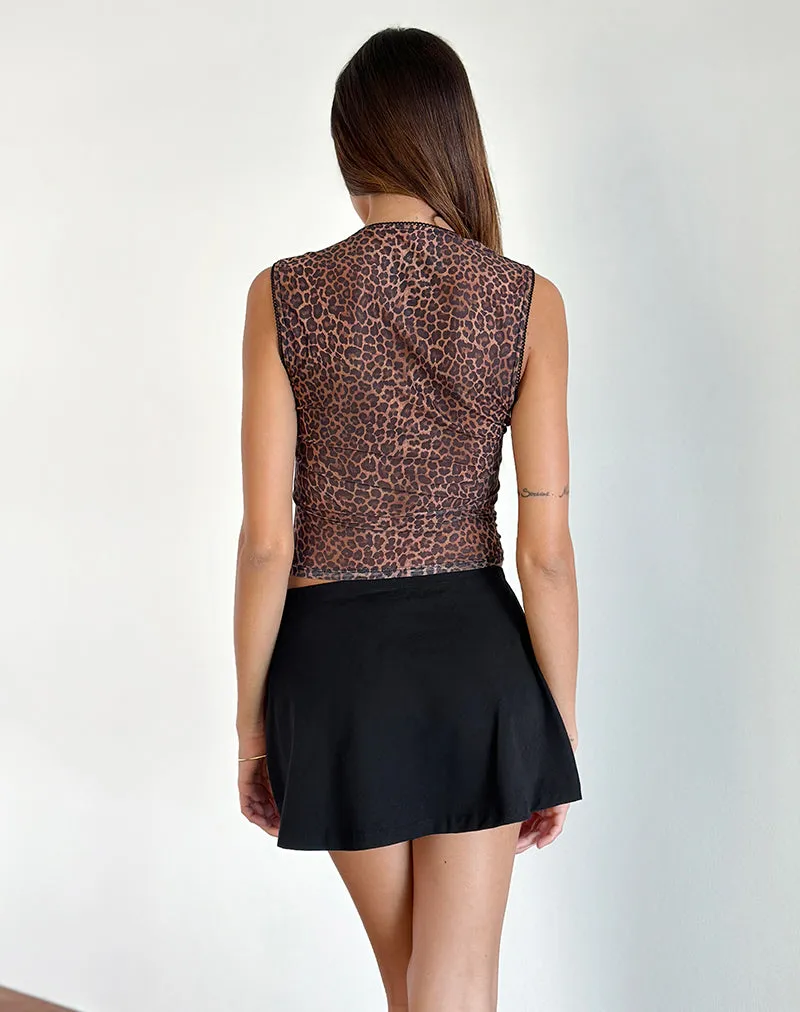 Jiraya Top in Mesh Printed Rar Leopard