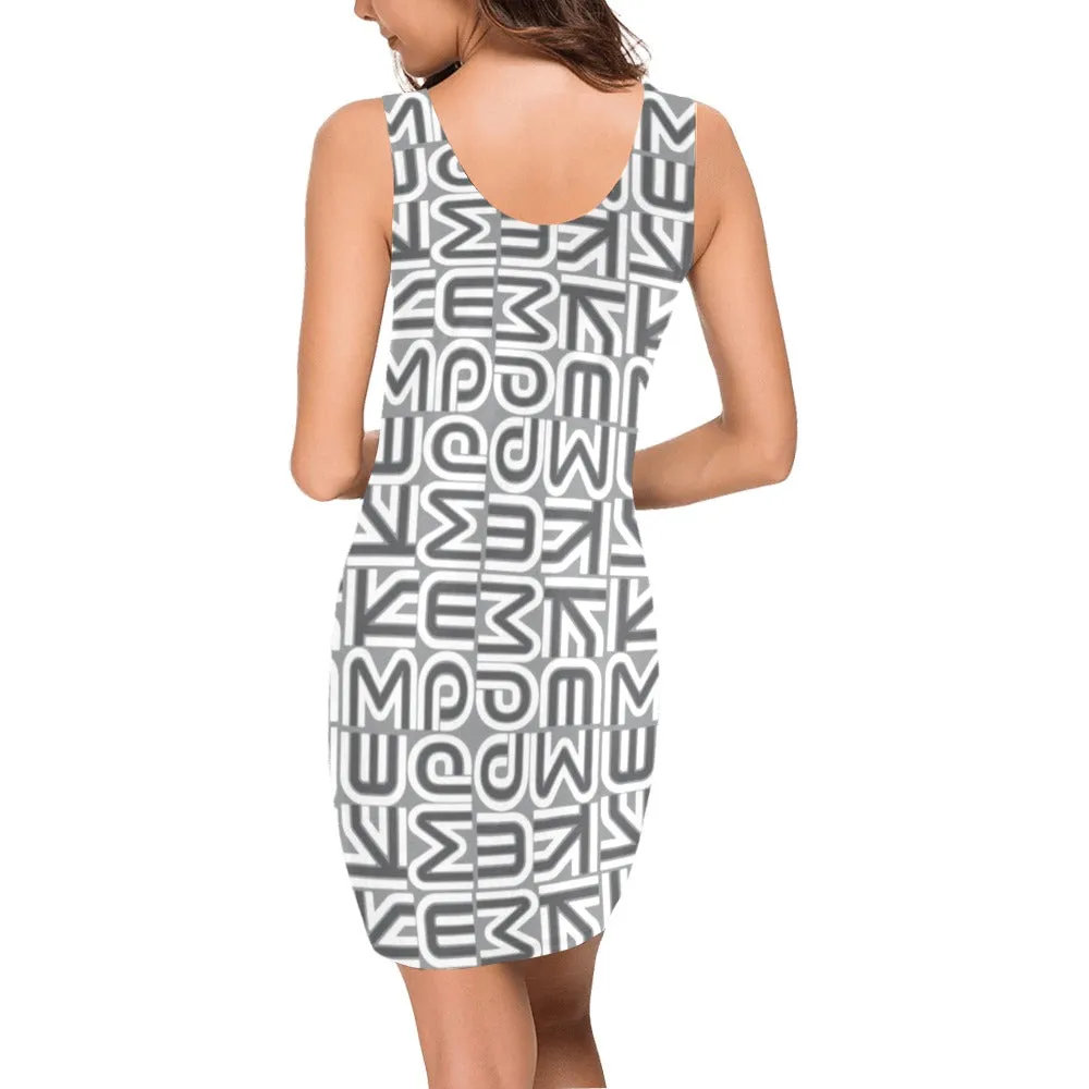 kemp gray print 2 Medea Vest Dress (Model D06)