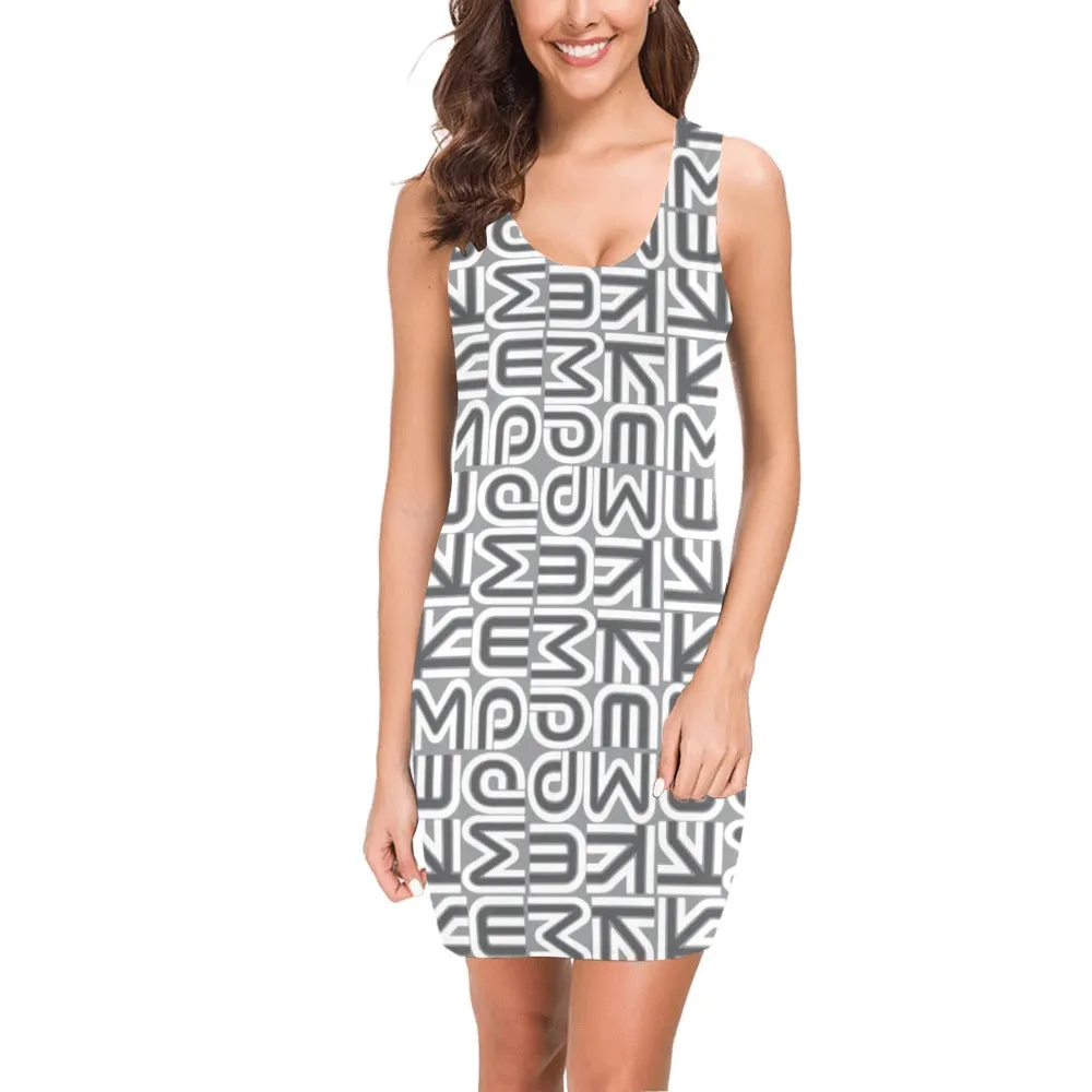 kemp gray print 2 Medea Vest Dress (Model D06)