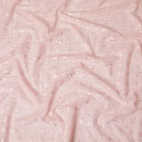 Lemonade pink cotton voile fabric with gold foil and jacquard in abstract design-D15752