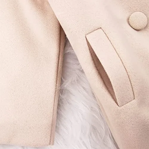 Little Girl Long Peacoat Dress Coat Button Trench Coat Winter Warm Jacket with Pocket Kids Casual Overcoat Outerwear 2-7Y(6-7 Years, Beige)