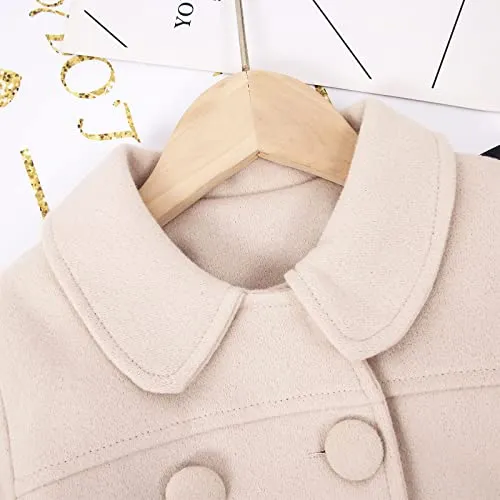Little Girl Long Peacoat Dress Coat Button Trench Coat Winter Warm Jacket with Pocket Kids Casual Overcoat Outerwear 2-7Y(6-7 Years, Beige)