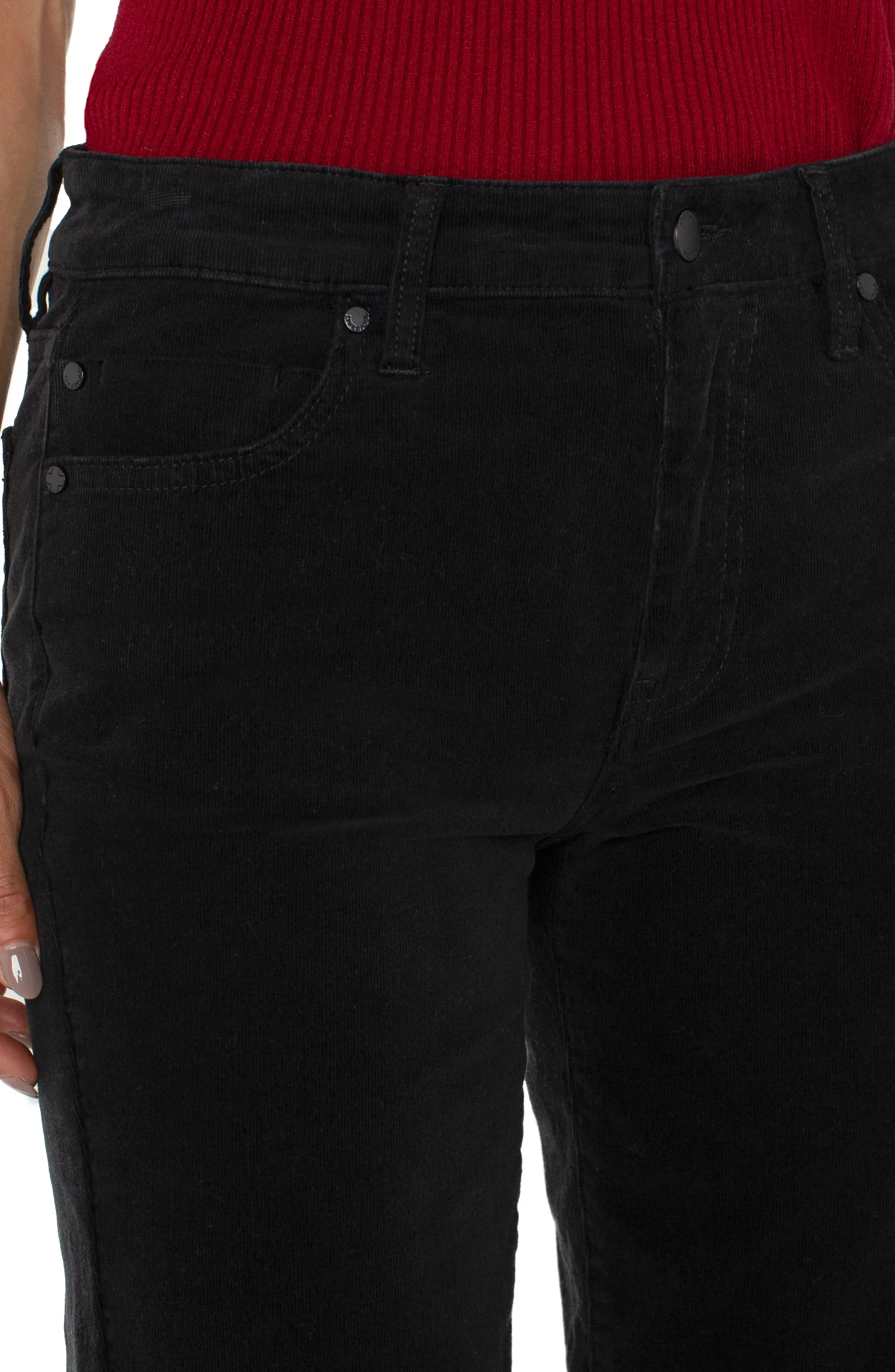 Liverpool Jeans LM5158CD7 Marley Girlfriend Cuffed Corduroy in Onyx