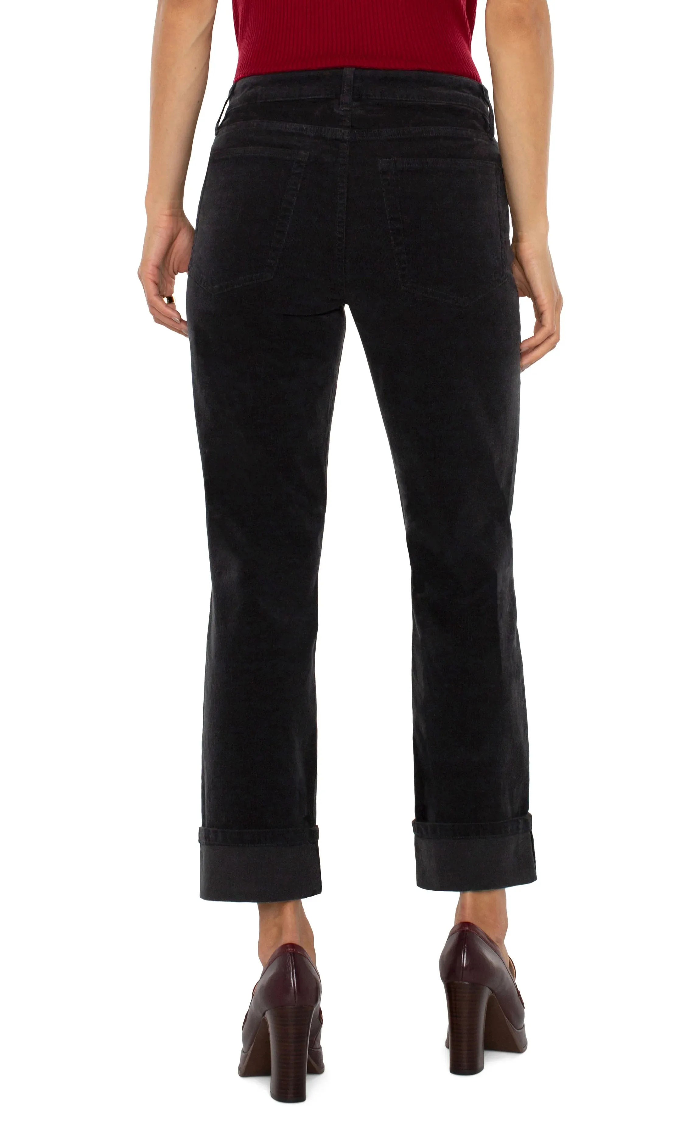 Liverpool Jeans LM5158CD7 Marley Girlfriend Cuffed Corduroy in Onyx