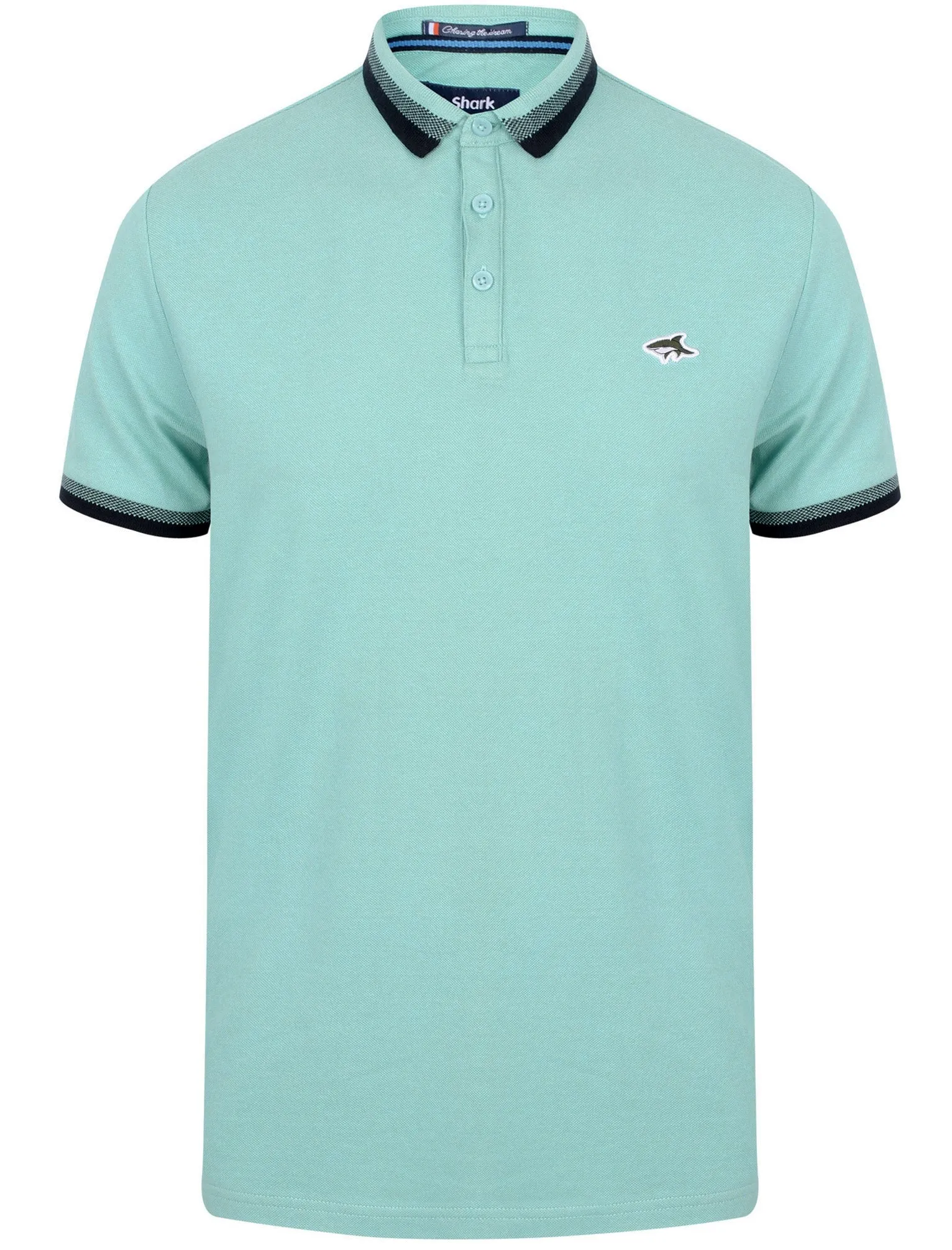 Lyndhurst Cotton Marl Pique Polo Shirt In Pastel Turquoise - Le Shark