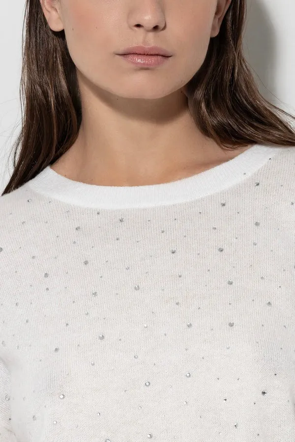 Milk Rhinestone Sweater