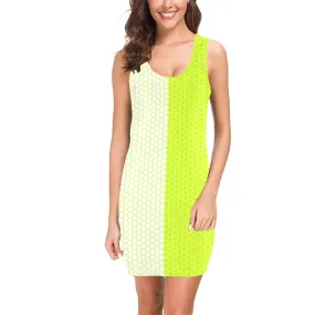 neon green hex white print 5 Medea Vest Dress (Model D06)
