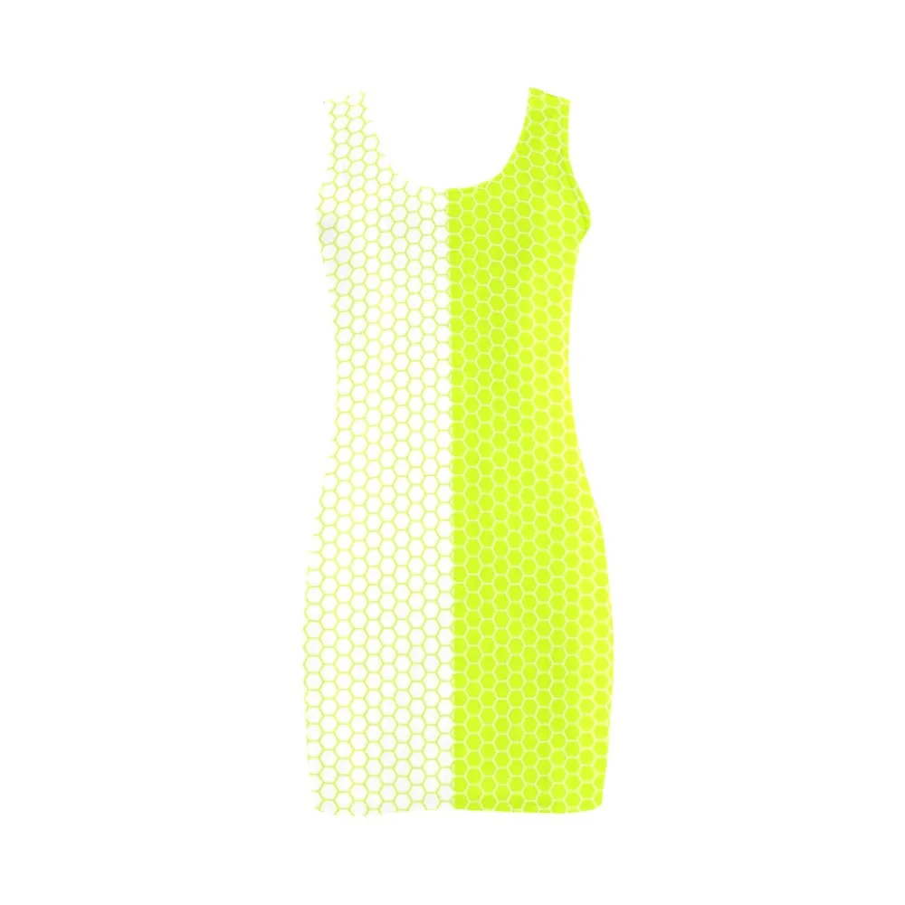 neon green hex white print 5 Medea Vest Dress (Model D06)