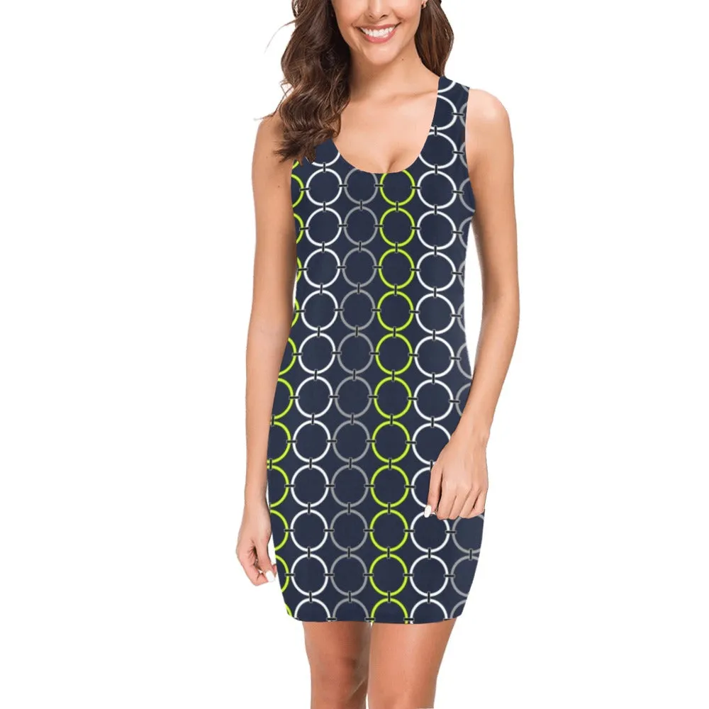 neon green links print 4A Medea Vest Dress (Model D06)
