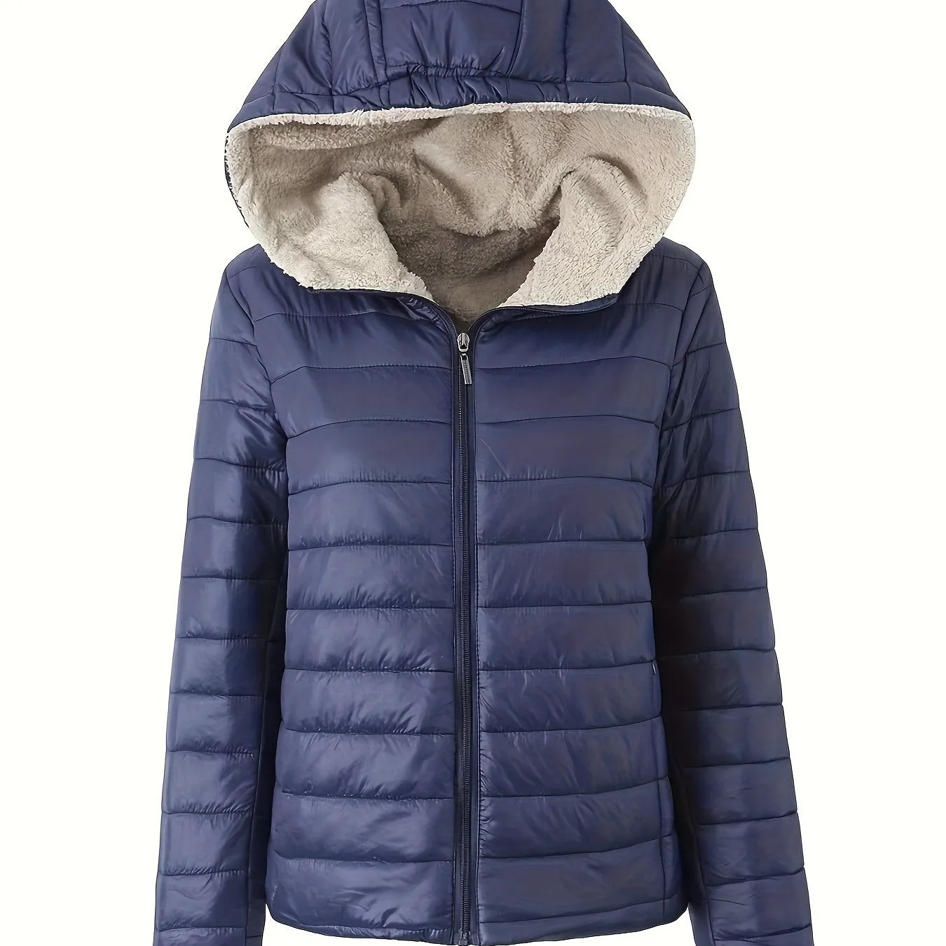 Nina | Warm puffy jacket with zipper and faux fur lining
