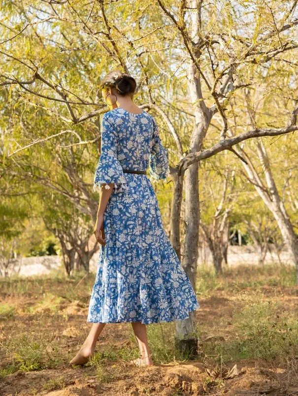 No more blues tier dress