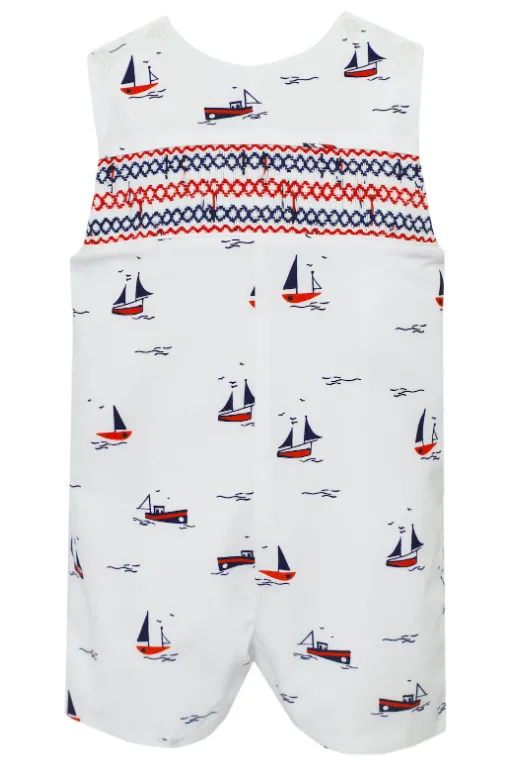 Petit Bebe Sailboats Smocked Bishop Dress