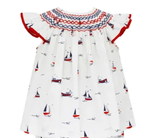 Petit Bebe Sailboats Smocked Bishop Dress