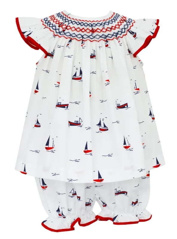 Petit Bebe Sailboats Smocked Bishop Dress