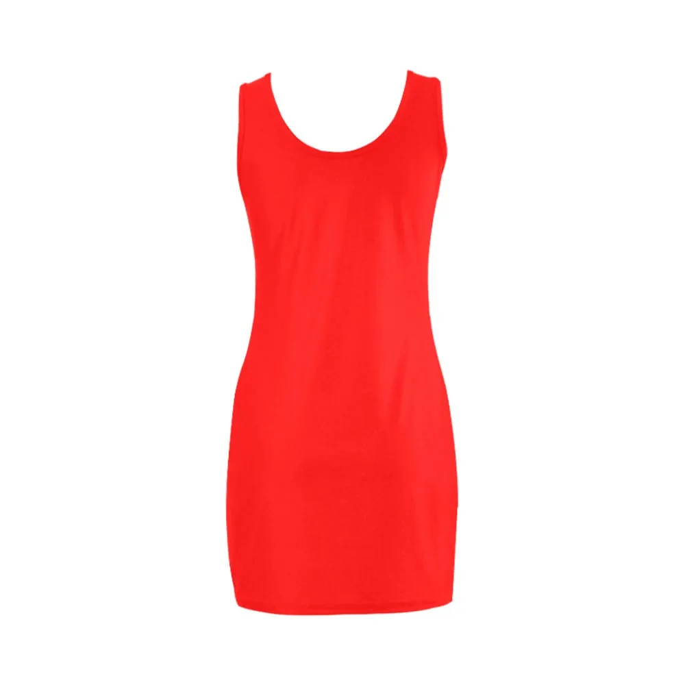 pure red print Medea Vest Dress (Model D06)