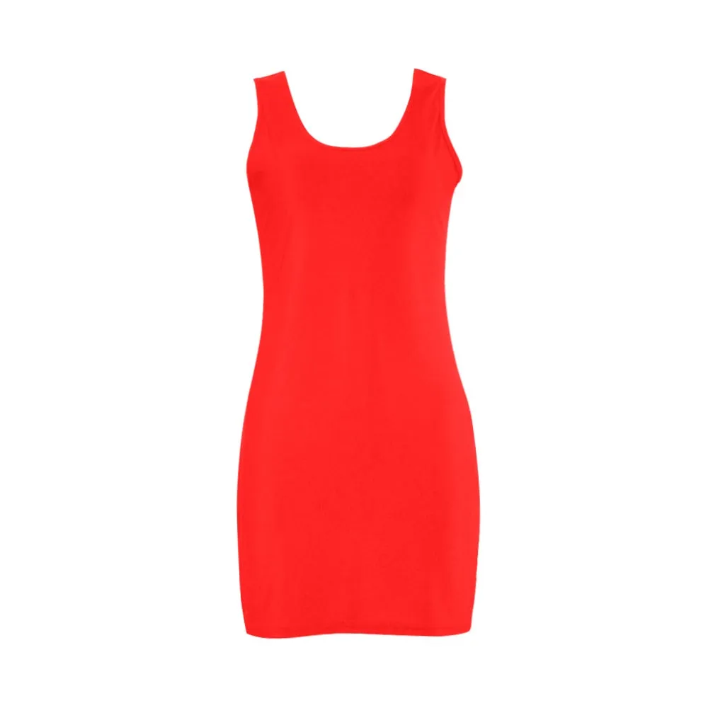 pure red print Medea Vest Dress (Model D06)
