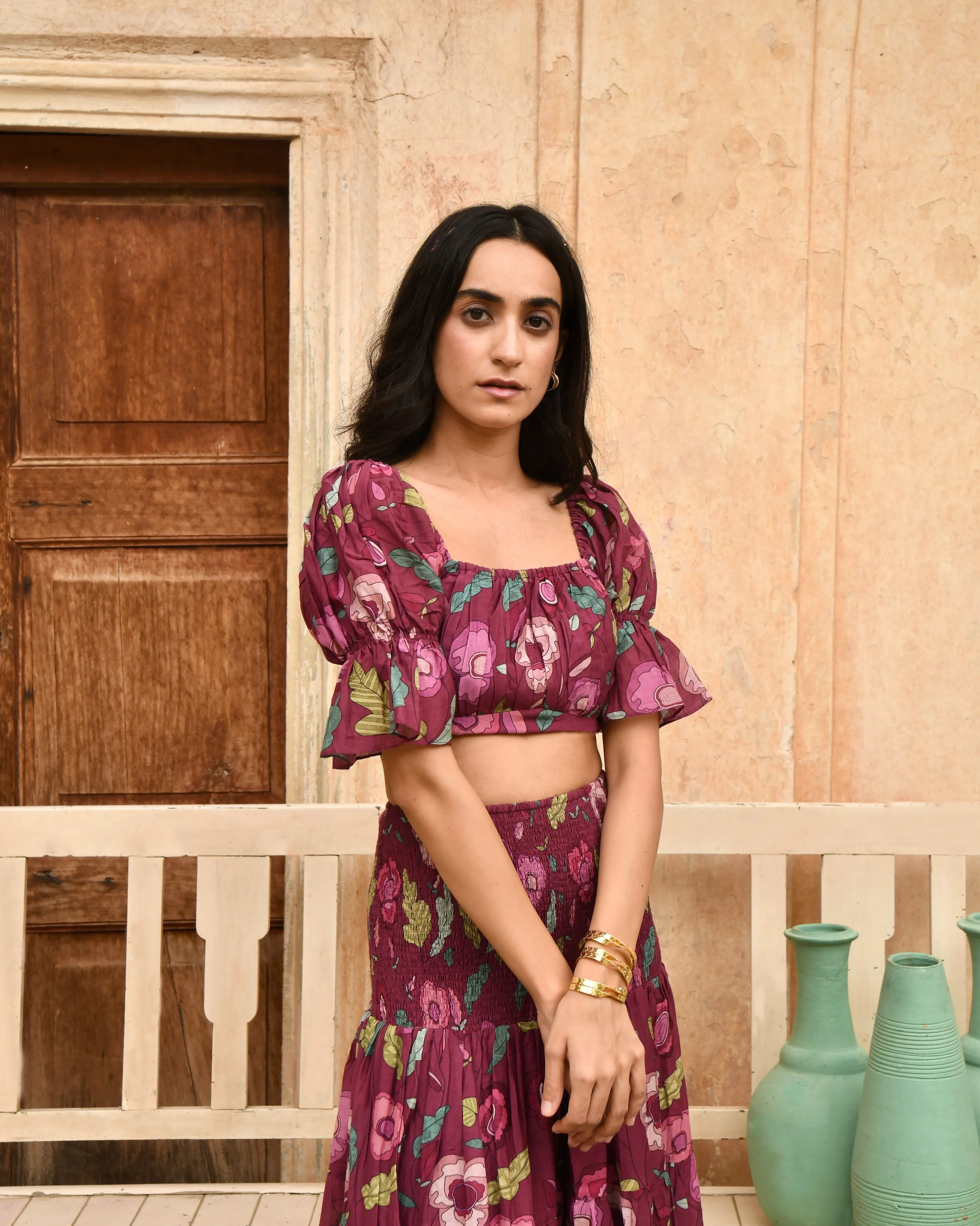 Red Chanderi Silk Skirt