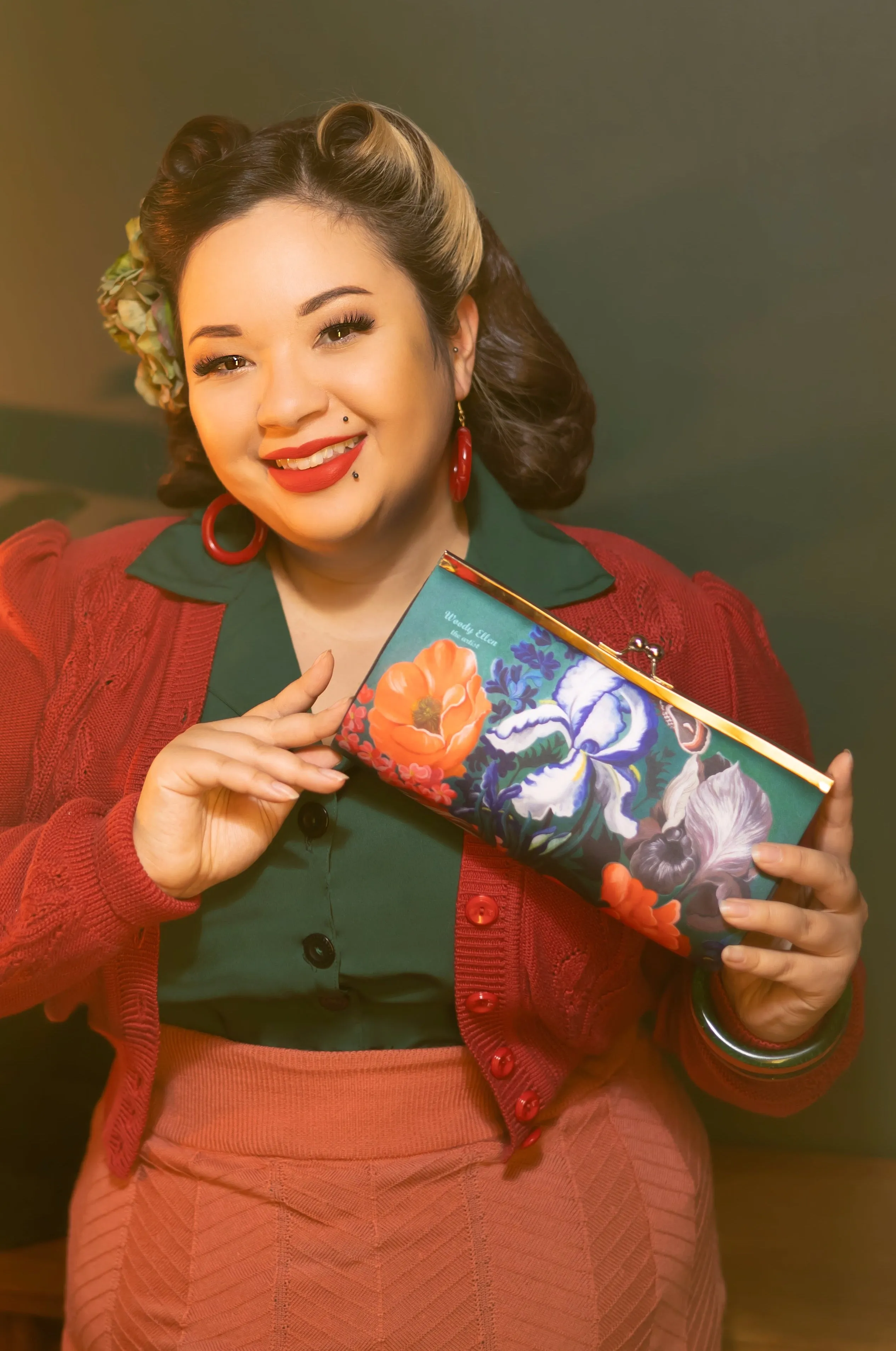 Retro clutch large, Forest