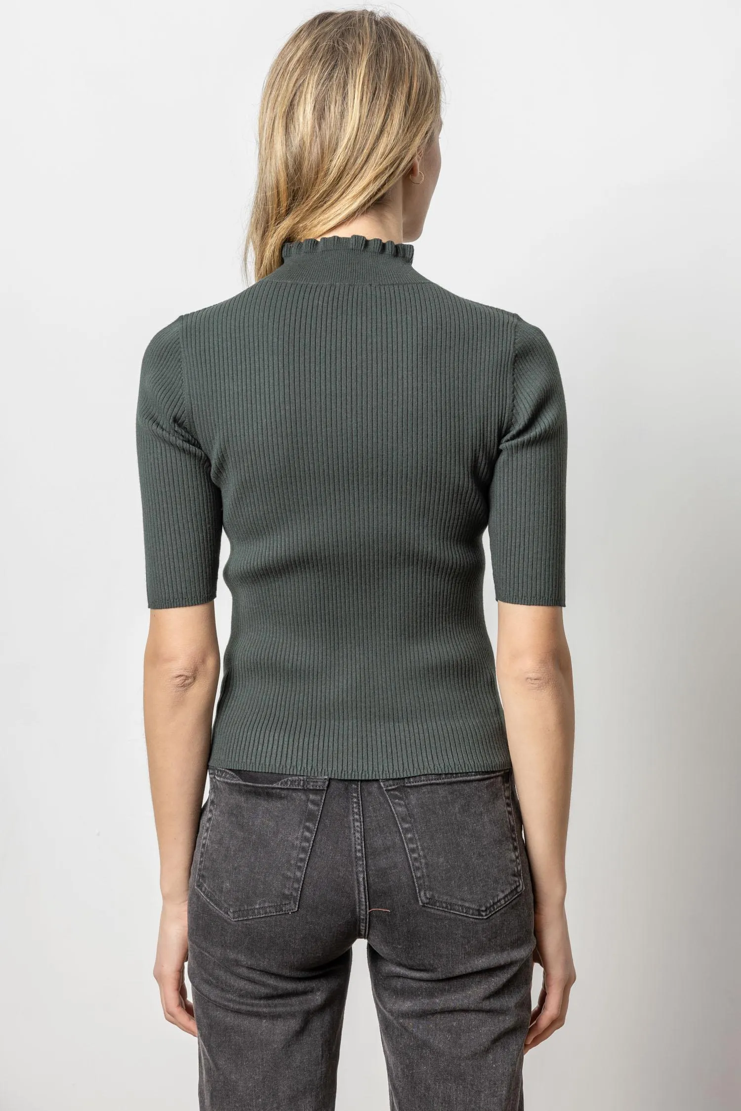 Ruffle Mock Neck Sweater
