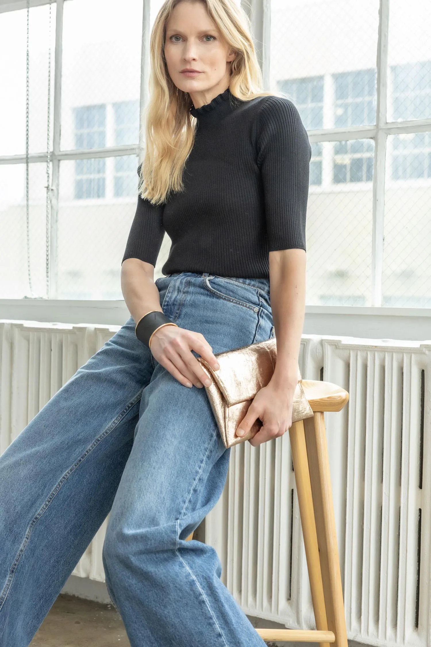 Ruffle Mock Neck Sweater