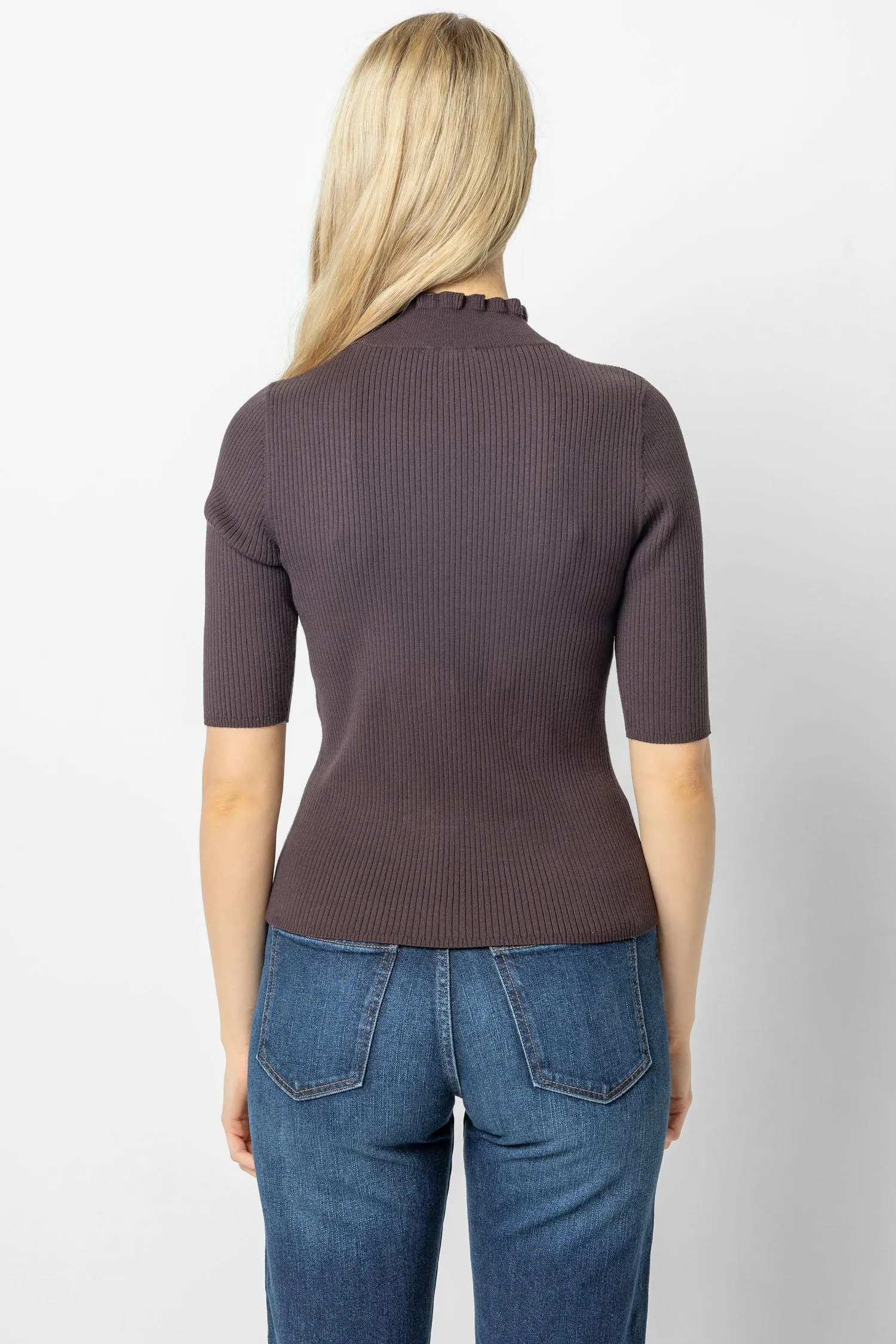 Ruffle Mock Neck Sweater