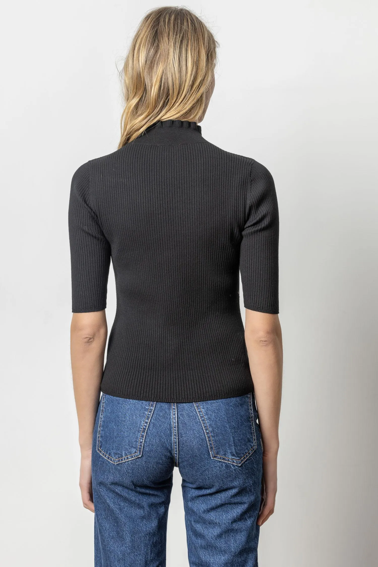 Ruffle Mock Neck Sweater