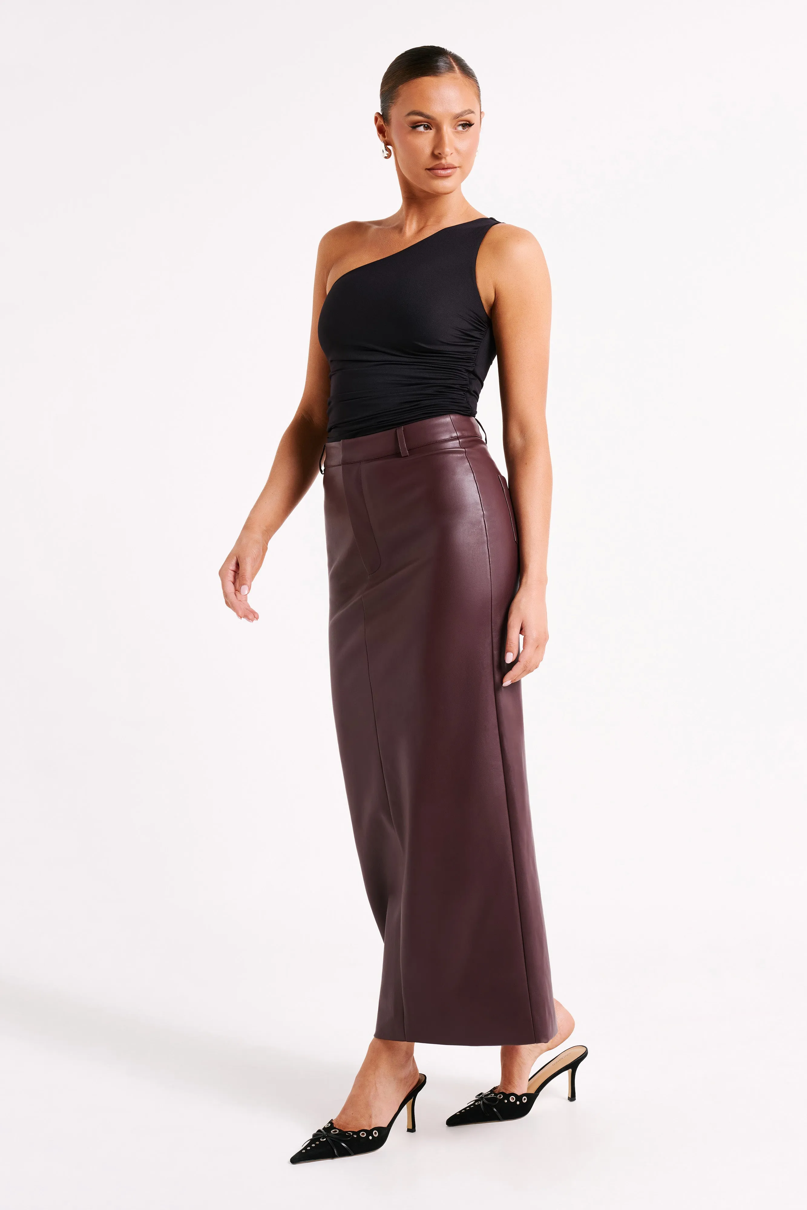 Sally Recycled Nylon One Shoulder Top - Black