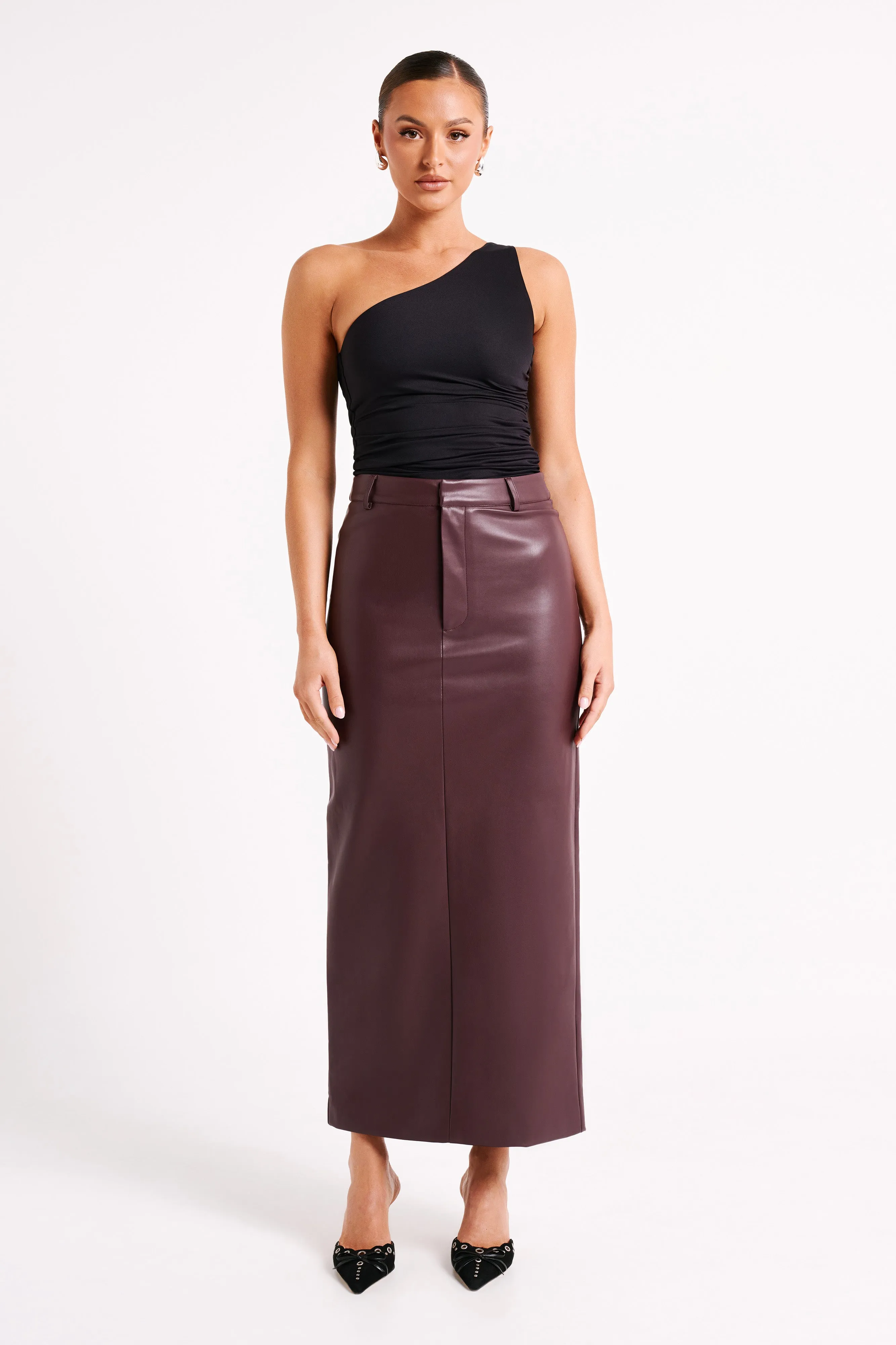 Sally Recycled Nylon One Shoulder Top - Black